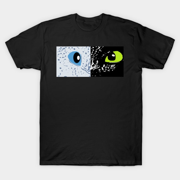 nighty fury light fury up close T-Shirt by Moonsong